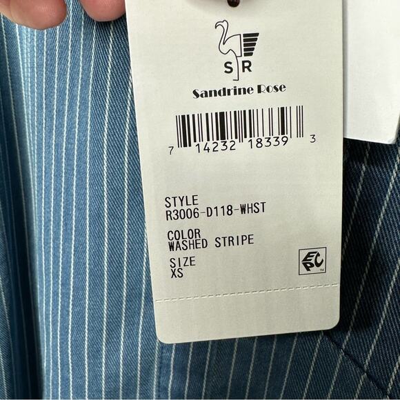 SANDRINE ROSE x Free People Mandarin Denim Shirt Washed Striped NWT in XS - Picture 3 of 6